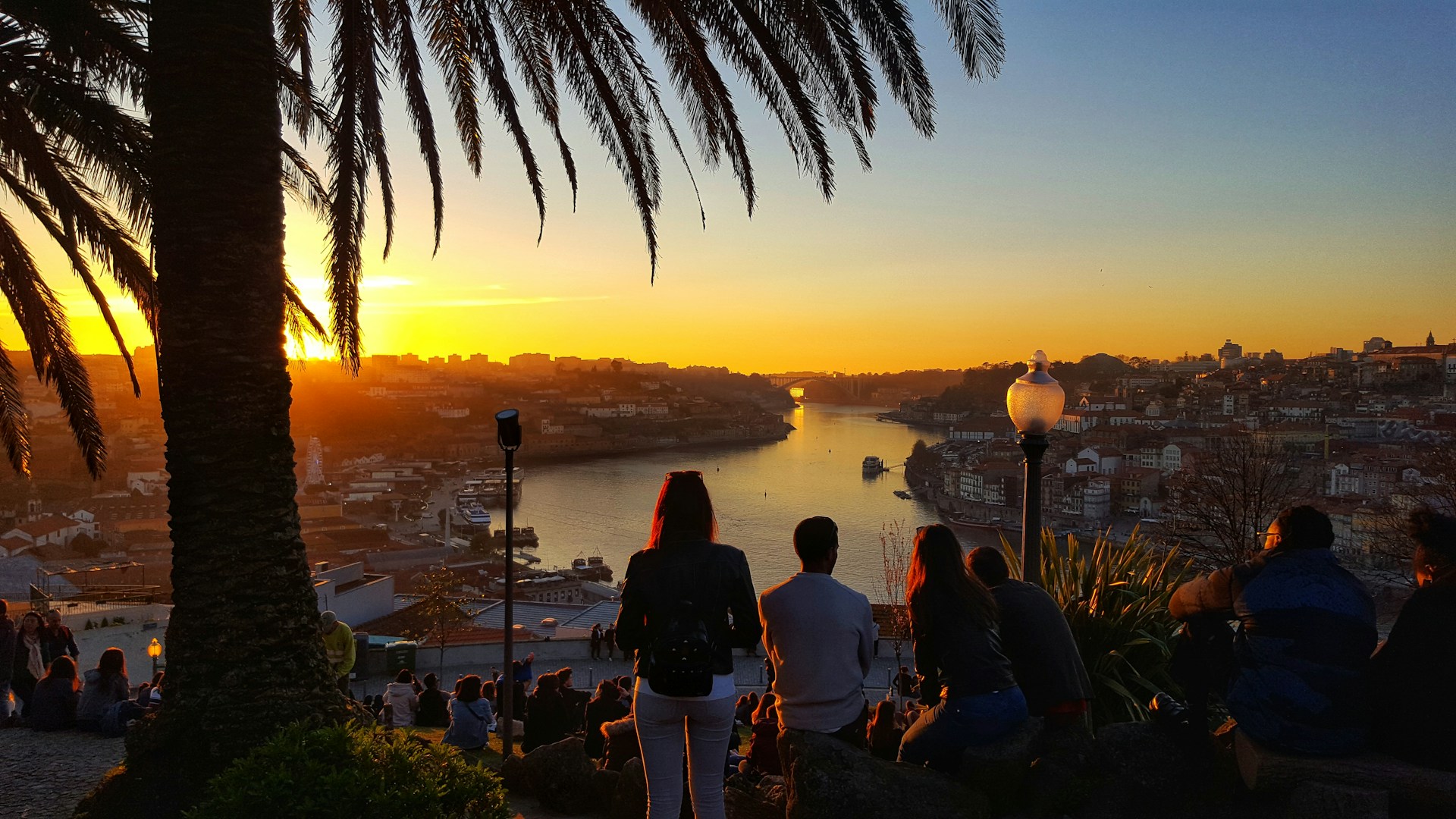 Sunset view over Porto's riverside